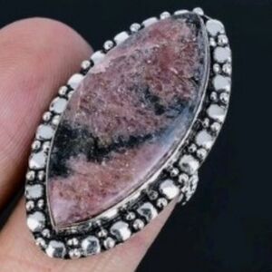 Rhodonite Gemstone 925 Sterling Silver Handmade Ring